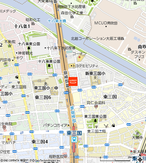ダイエー東三国店・イオンフードスタイル付近の地図